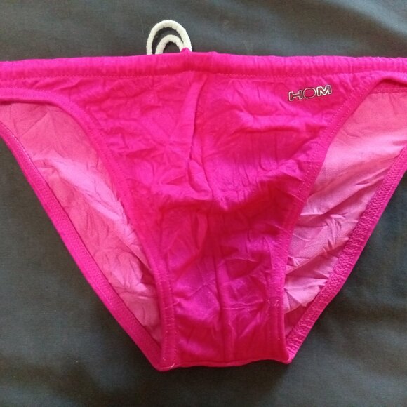 NWOT VINTAGE PINK HOM SWIM BRIEF, Size 30" / "S", 1" Sides - Picture 1 of 7